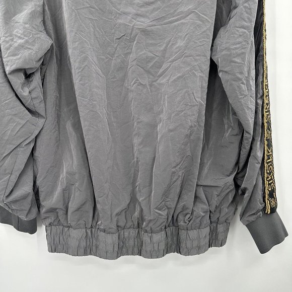 SIKSILK Gray Spellout‎ Stripe Nylon Quarter Zip Jacket Size Large - Picture 10 of 10